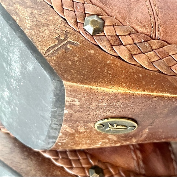 FRYE Leather Dara Stitch Campus Platform Cut Out Sandals—SZ. 10 - Picture 11 of 13